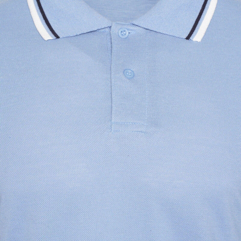 Mens Polo Shirt Top Men Striped Collar & Sleeves Tipping T-Shirt Summer Shirts Casual Gym Wear Pique Tops - Georgio Peviani