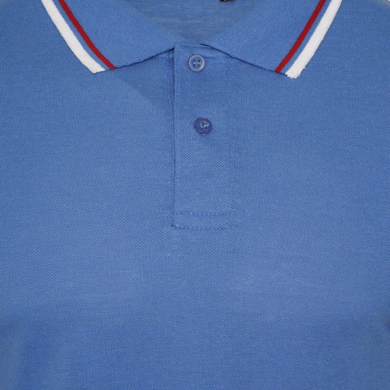 Mens Polo Shirt Top Men Striped Collar & Sleeves Tipping T-Shirt Summer Shirts Casual Gym Wear Pique Tops - Georgio Peviani