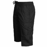 Mens Plain 3/4 Shorts Elasticated Waist Cargo Combat Long Pants Trousers M-3XL - Georgio Peviani