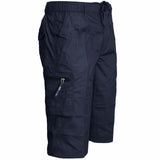 Mens Plain 3/4 Shorts Elasticated Waist Cargo Combat Long Pants Trousers M-3XL - Georgio Peviani