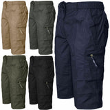 Mens Plain 3/4 Shorts Elasticated Waist Cargo Combat Long Pants Trousers M-3XL - Georgio Peviani