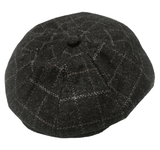 Mens 8 Panel Hat Peaky Blinders Flat Cap Newsboy Herringbone Tweed Baker Boy Gatsby Wool Hat - Georgio Peviani