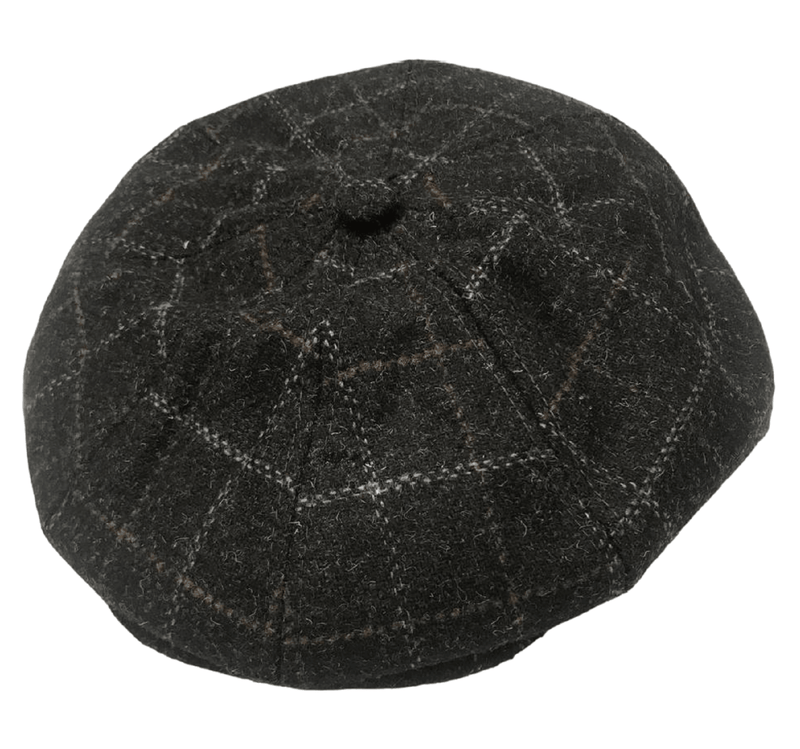 Mens 8 Panel Hat Peaky Blinders Flat Cap Newsboy Herringbone Tweed Baker Boy Gatsby Wool Hat - Georgio Peviani