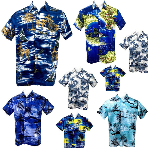 Mens Hawaiian Shirt Men's Floral Print Short Sleeve Top Palm Stag Beach Hawaii Aloha Party Summer Holiday Fancy Dress Men UK Size M-XXL - Georgio Peviani