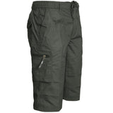 Mens Plain 3/4 Shorts Elasticated Waist Cargo Combat Long Pants Trousers M-3XL - Georgio Peviani