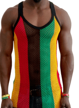 Mens Original Pendeen Vest Men Rasta Mesh Fishnet String Top Cotton Summer Gym Wear - Georgio Peviani