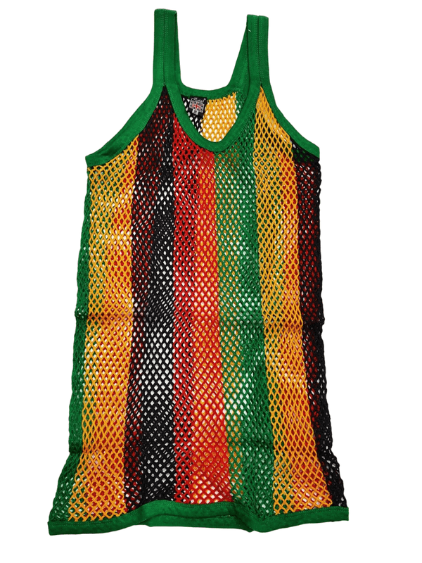 Mens String Rasta Crystal Vest 100% Cotton Mesh Fish Net Fitted String Vest - Georgio Peviani