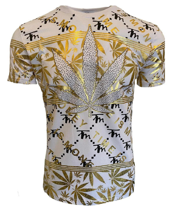 Men’s T Shirts Leaf Weed Cannabis Top Urban Hip Hop Tee Men Marijuana Ganja Shirt - Georgio Peviani