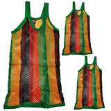 Mens String Rasta Crystal Vest 100% Cotton Mesh Fish Net Fitted String Vest - Georgio Peviani