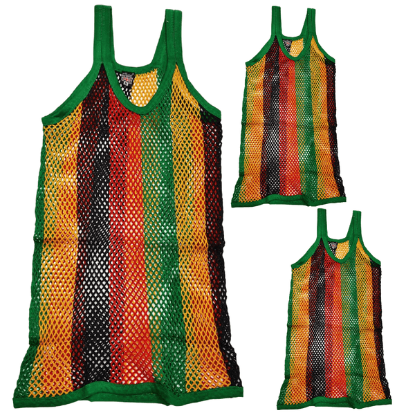 Mens String Rasta Crystal Vest 100% Cotton Mesh Fish Net Fitted String Vest - Georgio Peviani