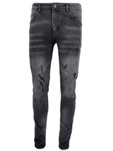 Mens Jeans Black Georgio Peviani Patchwork Paint Splatter Distressed Ripped Men's Denim Jeans UK