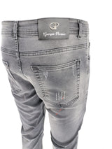 Mens Jeans Black Georgio Peviani Patchwork Paint Splatter Distressed Ripped Men's Denim Jeans UK