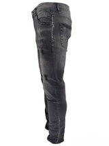 Mens Jeans Black Georgio Peviani Patchwork Paint Splatter Distressed Ripped Men's Denim Jeans UK