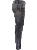 Mens Jeans Black Georgio Peviani Patchwork Paint Splatter Distressed Ripped Men's Denim Jeans UK