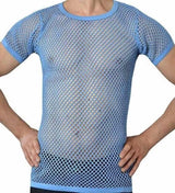 Mens Crystal String Mesh Tops Cotton Men Mesh Fishnet Short Sleeve T-Shirt Top Tee - Georgio Peviani