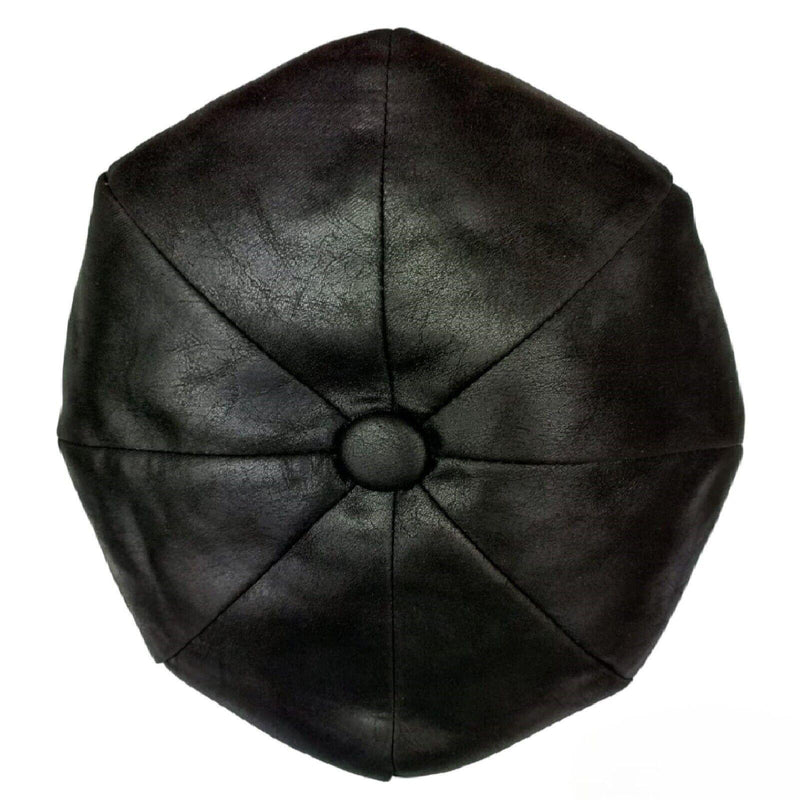 Mens PU Leather Newsboy Cap 8 Panel Flat Cap Gatsby Baker Boy Cabbie Peaky Hat - Georgio Peviani