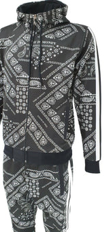 Men Tracksuit 2ps Set Tim Bottoms Joggers Bandana Print Urban Hip Hop Top Outfit - Georgio Peviani