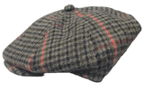 Mens Baker Boy Newsboy Flat Cap Hat Herringbone Gatsby 8 Panel Check Grandad Hat One Size - Georgio Peviani