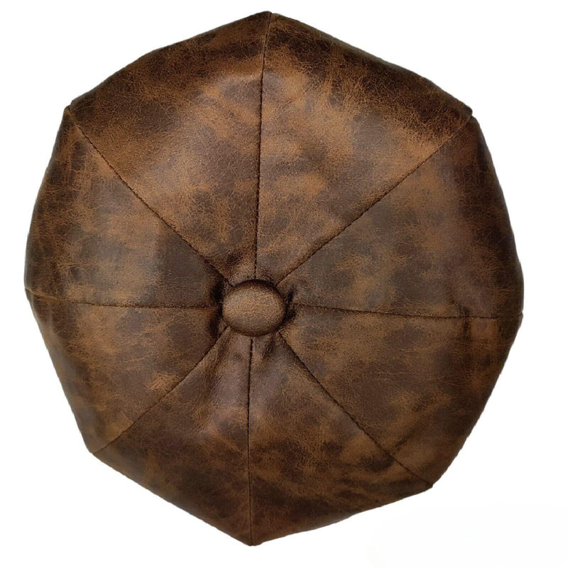 Mens PU Leather Newsboy Cap 8 Panel Flat Cap Gatsby Baker Boy Cabbie Peaky Hat - Georgio Peviani