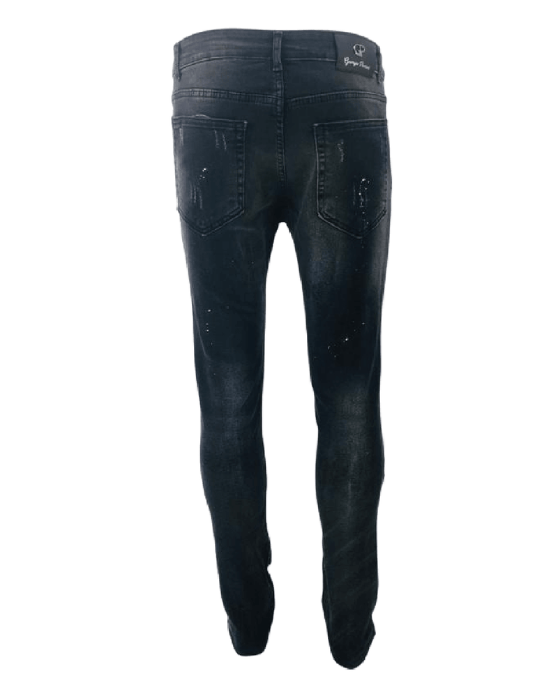Mens Denim Jeans Georgio Peviani Slim Fit Ripped Soft Stretch Men Biker Pants - Georgio Peviani