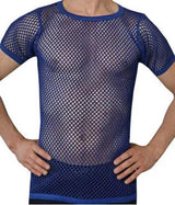 Mens Crystal String Mesh Tops Cotton Men Mesh Fishnet Short Sleeve T-Shirt Top Tee - Georgio Peviani