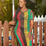 Rihanna Work Dress Rasta Jamaican Side Slit Split Mesh Carnival Riana Reggae - Georgio Peviani