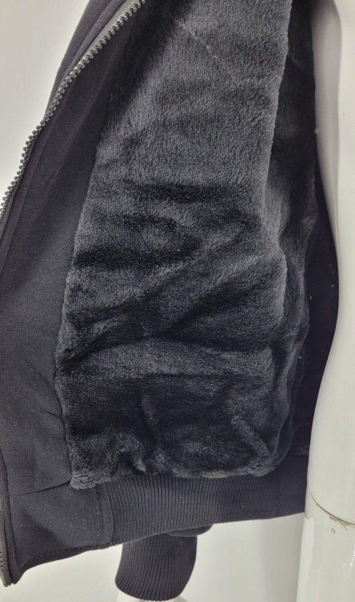 Mens Thick Soft Fur Fleece Heavy Duty Work Hoodie Winter Black Sweatshirt Men Fur Full Zip Up Sweatshirts - Georgio Peviani