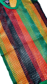 Mens String Rasta Crystal Vest 100% Cotton Mesh Fish Net Fitted String Vest - Georgio Peviani
