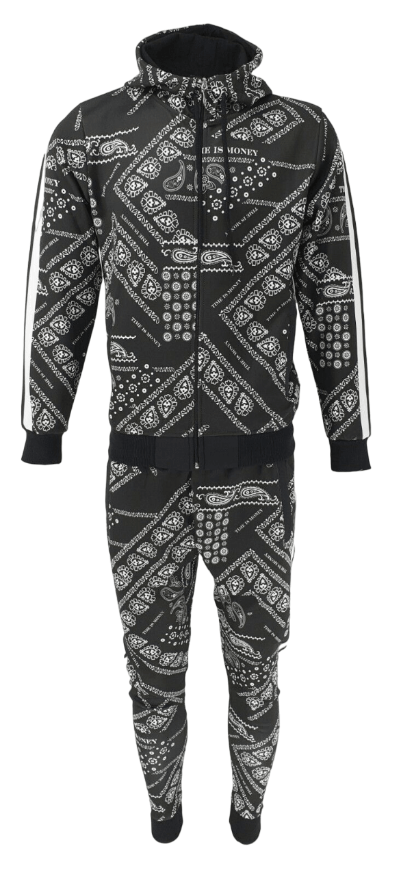Men Tracksuit 2ps Set Tim Bottoms Joggers Bandana Print Urban Hip Hop Top Outfit - Georgio Peviani