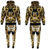 Mens Tracksuit 2ps Set Tim Bottoms Joggers Baroque Print Urban Hip Hop Top Outfit Men Sweatshirts Sweatpants Athletic Track Suit