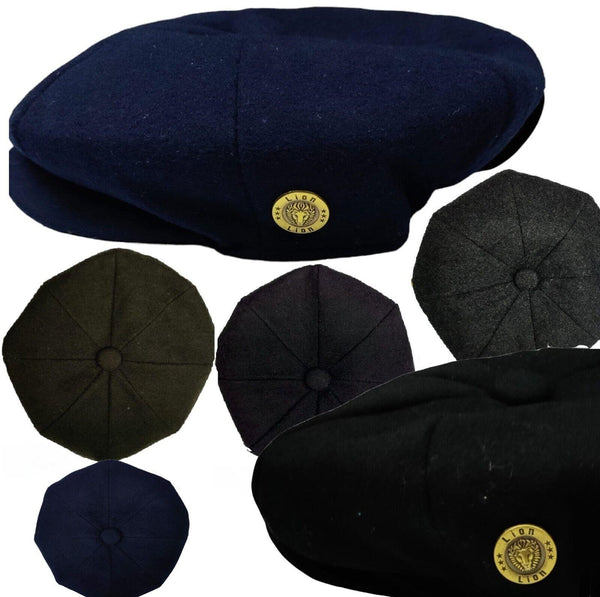 Mens Peaky Blinders Hat Newsboy Flat Cap Herringbone Tweed Wool Baker Boy Gatsby - Georgio Peviani