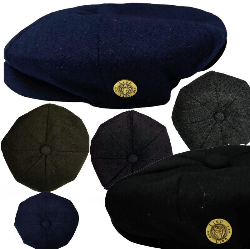 Mens Peaky Blinders Hat Newsboy Flat Cap Herringbone Tweed Wool Baker Boy Gatsby - Georgio Peviani