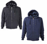 Mens Thick Soft Fur Fleece Heavy Duty Work Hoodie Winter Black Sweatshirt Men Fur Full Zip Up Sweatshirts - Georgio Peviani