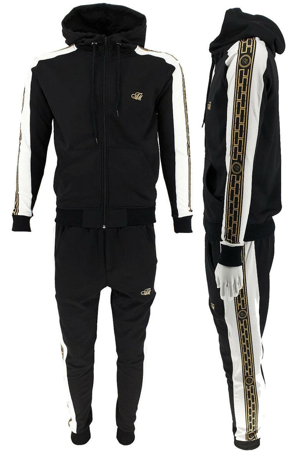 Mens Zip Up Hoodie & Joggers Tracksuit Set Men Black Matching Urban Fashion Sweatshirts Sweatpants Athletic Track Suit - Georgio Peviani