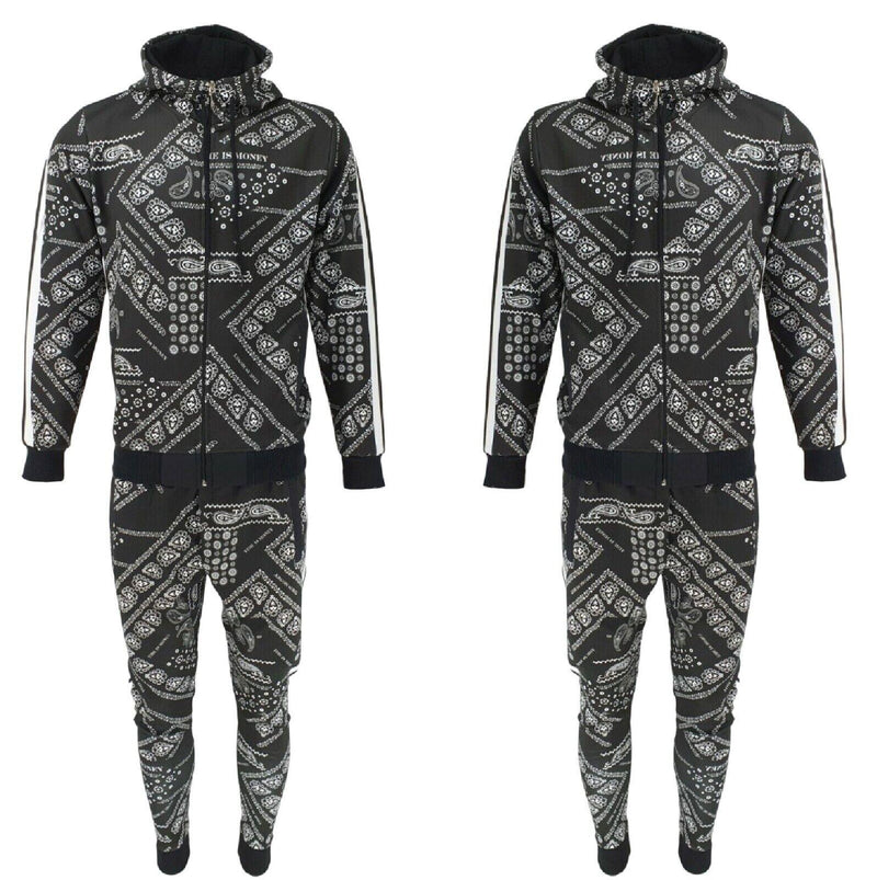 Men Tracksuit 2ps Set Tim Bottoms Joggers Bandana Print Urban Hip Hop Top Outfit - Georgio Peviani