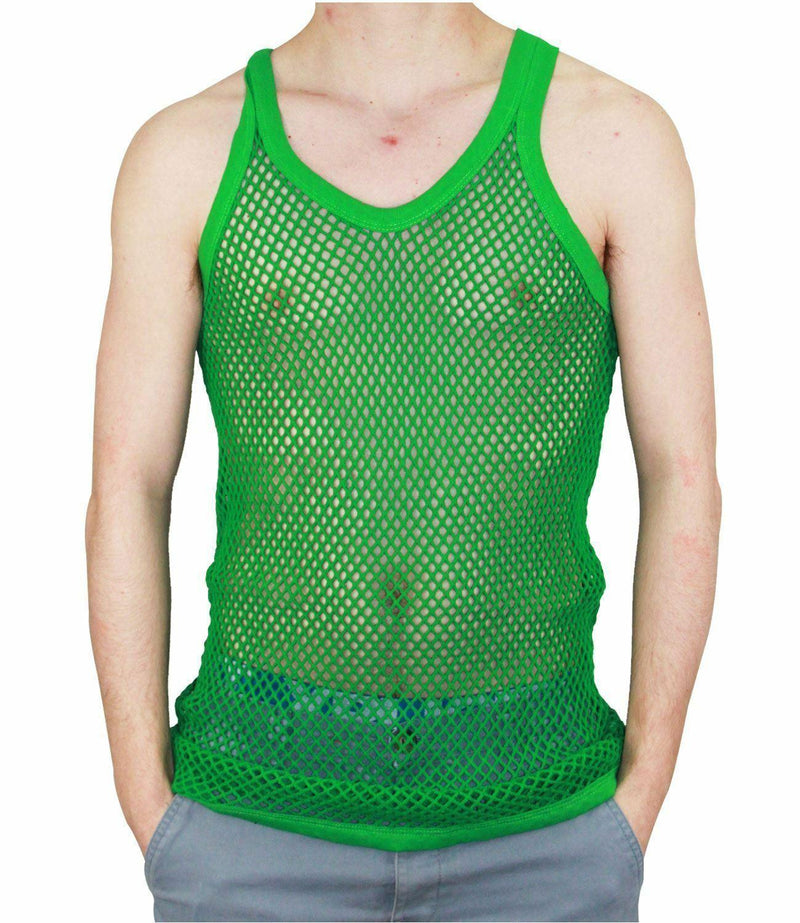Mens Original Pendeen Vest Men Rasta Mesh Fishnet String Top Cotton Summer Gym Wear - Georgio Peviani