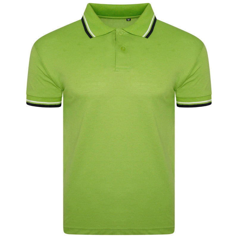 Mens Polo Shirt Top Men Striped Collar & Sleeves Tipping T-Shirt Summer Shirts Casual Gym Wear Pique Tops - Georgio Peviani