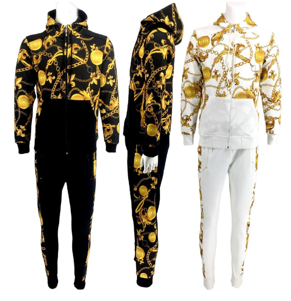 Mens Tracksuit Hoodie Sweatshirt & Jogger Pants Men's Set 3D Print 2-Pcs Suits Zipper Slim Jogging Sweatpants Athletic Track Suit - Georgio Peviani