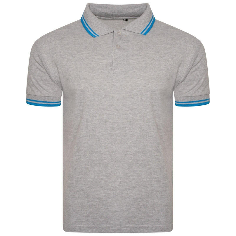 Mens Polo Shirt Top Men Striped Collar & Sleeves Tipping T-Shirt Summer Shirts Casual Gym Wear Pique Tops - Georgio Peviani