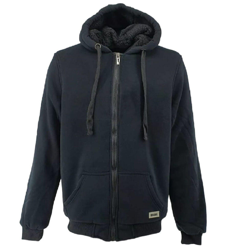 Fleece Fur Hoodie Winter Men Zipped Hoody Plain Sweatshirt Pullover Hooded M-XXL - Georgio Peviani