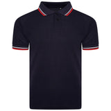 Mens Polo Shirt Top Men Striped Collar & Sleeves Tipping T-Shirt Summer Shirts Casual Gym Wear Pique Tops - Georgio Peviani