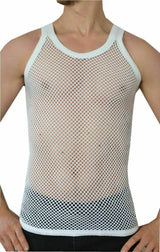 Mens Original Pendeen Vest Men Rasta Mesh Fishnet String Top Cotton Summer Gym Wear - Georgio Peviani