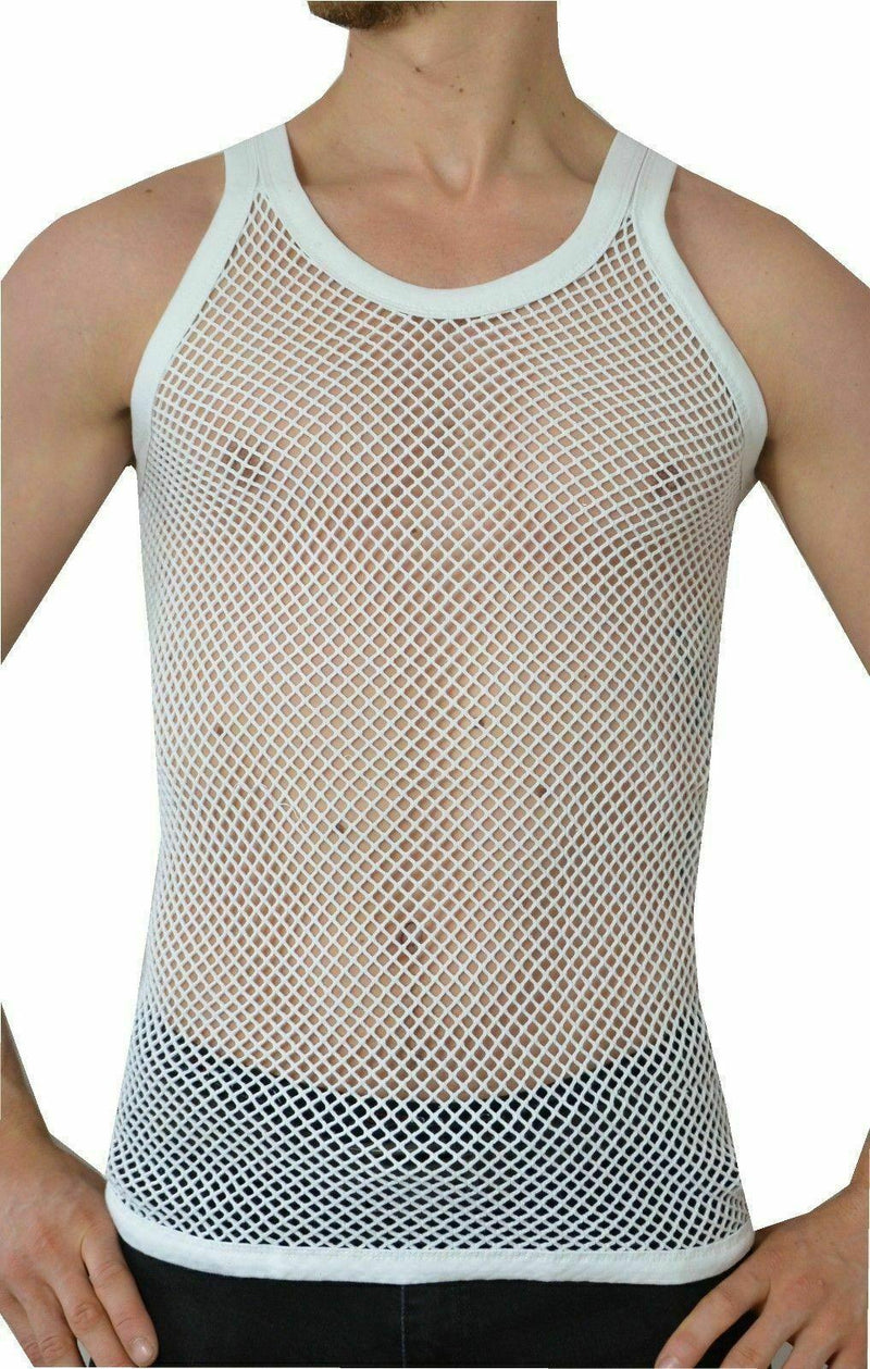 Mens Original Pendeen Vest Men Rasta Mesh Fishnet String Top Cotton Summer Gym Wear - Georgio Peviani