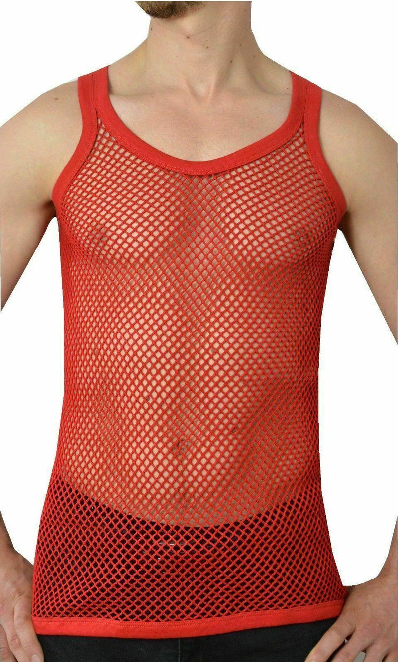 Mens Original Pendeen Vest Men Rasta Mesh Fishnet String Top Cotton Summer Gym Wear - Georgio Peviani