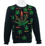 Mens Marijuana Leaves Sweatshirt Ganja Jumper Fleece Cannabis Sweater Knitwear Top UK S-2XL - Georgio Peviani
