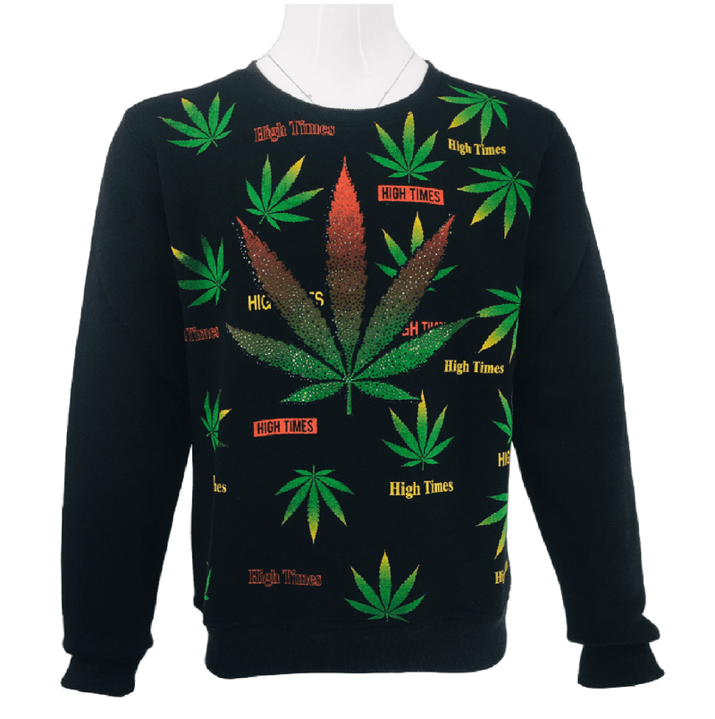 Mens Marijuana Leaves Sweatshirt Ganja Jumper Fleece Cannabis Sweater Knitwear Top UK S-2XL - Georgio Peviani