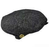 Mens Herringbone Hat 8 Panel Flat Cap Peaky Blinders Newsboy Tweed Baker Boy Gatsby 100% Wool Hat - Georgio Peviani