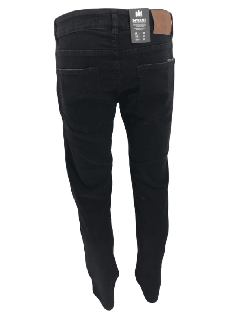 Men's Black Ripped Carrot Fit Jeans Peviani Designer Slim Patchwork Biker Denim Trouser Jeans Pants - Georgio Peviani