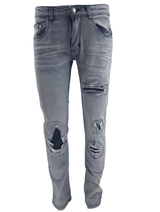 Men's Ripped Jeans Light Blue Men Peviani Carrot Fit Jean Designer Slim Patchwork Biker Denim Trouser Jeans Pants - Georgio Peviani
