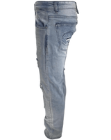 Men's Ripped Jeans Light Blue Men Peviani Carrot Fit Jean Designer Slim Patchwork Biker Denim Trouser Jeans Pants - Georgio Peviani